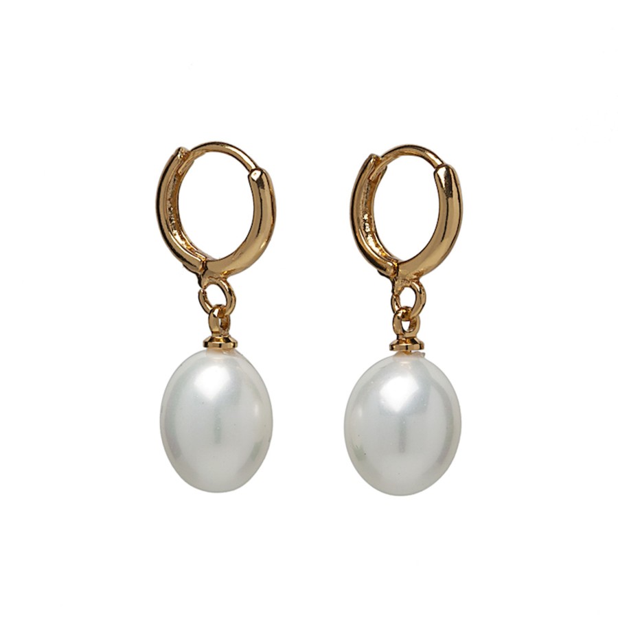 Accessories Penningtons | Imitation Pearl & Goldtone Huggie Hoop Earrings- Don'T Ask - Penningtons