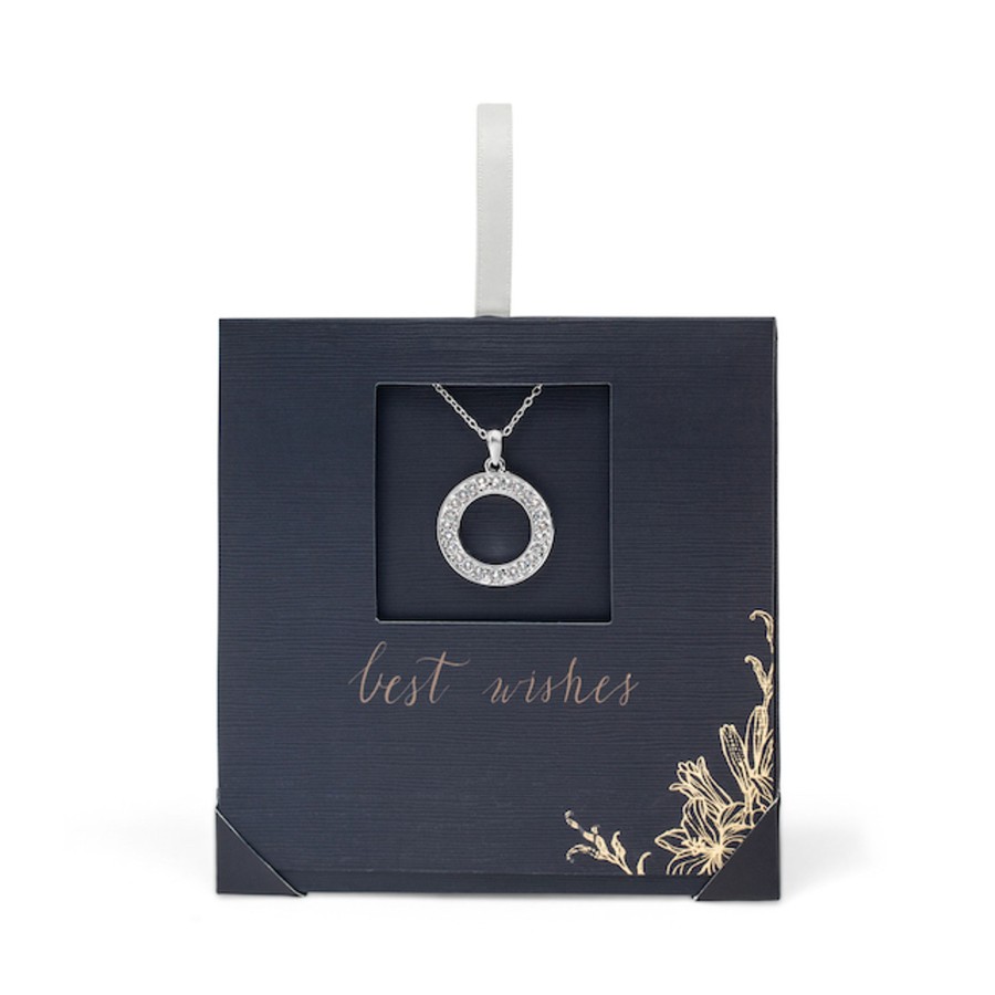 Accessories Penningtons | Holiday Gift Envelope With Circular Crystal Pave Pendant Necklace - Callura - Penningtons