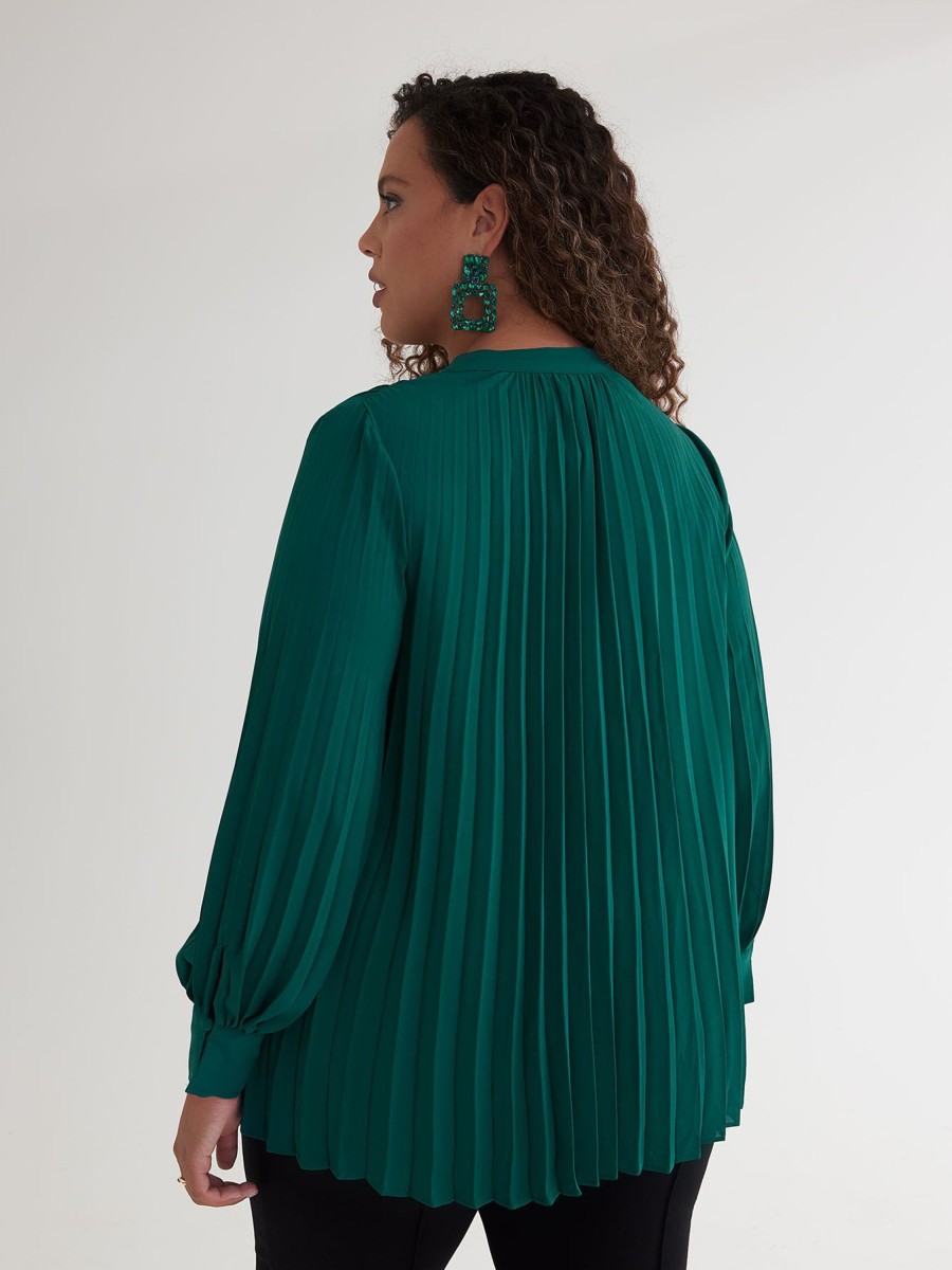 Clothing Penningtons | Responsible, Silky Pleated Buttoned Down Blouse