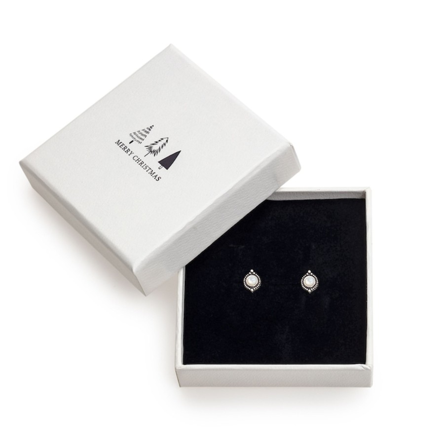 Accessories Penningtons | Sterling Silver & Mother Of Pearl Stud Earrings- In Holiday Gift Box - Ag Sterling - Penningtons