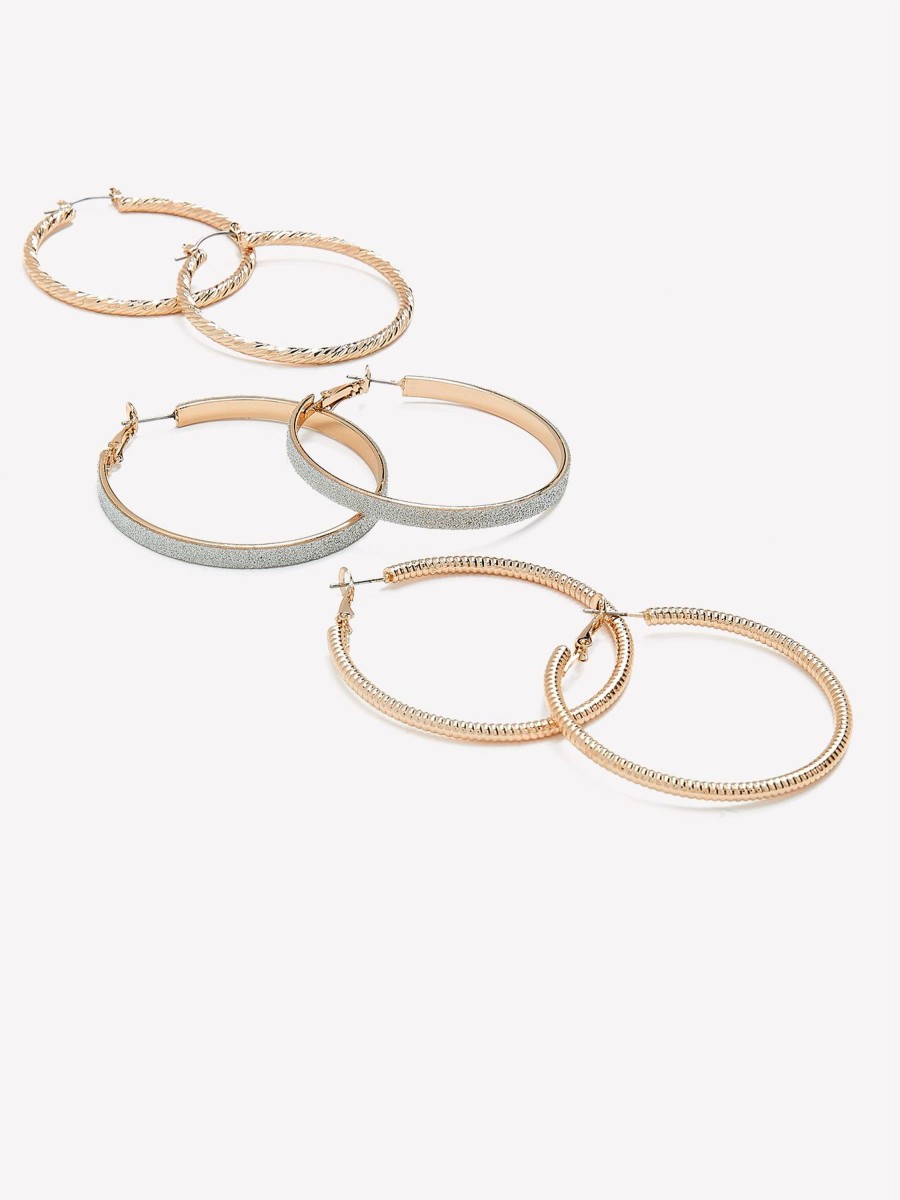 Accessories Penningtons | Hoop Earrings With Paper Glitter, Set Of 3