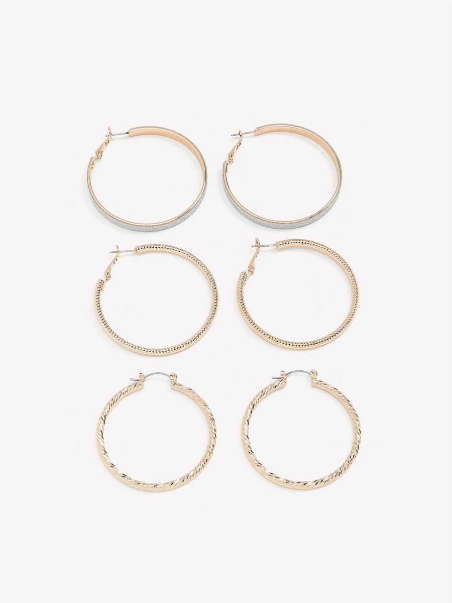 Accessories Penningtons | Hoop Earrings With Paper Glitter, Set Of 3