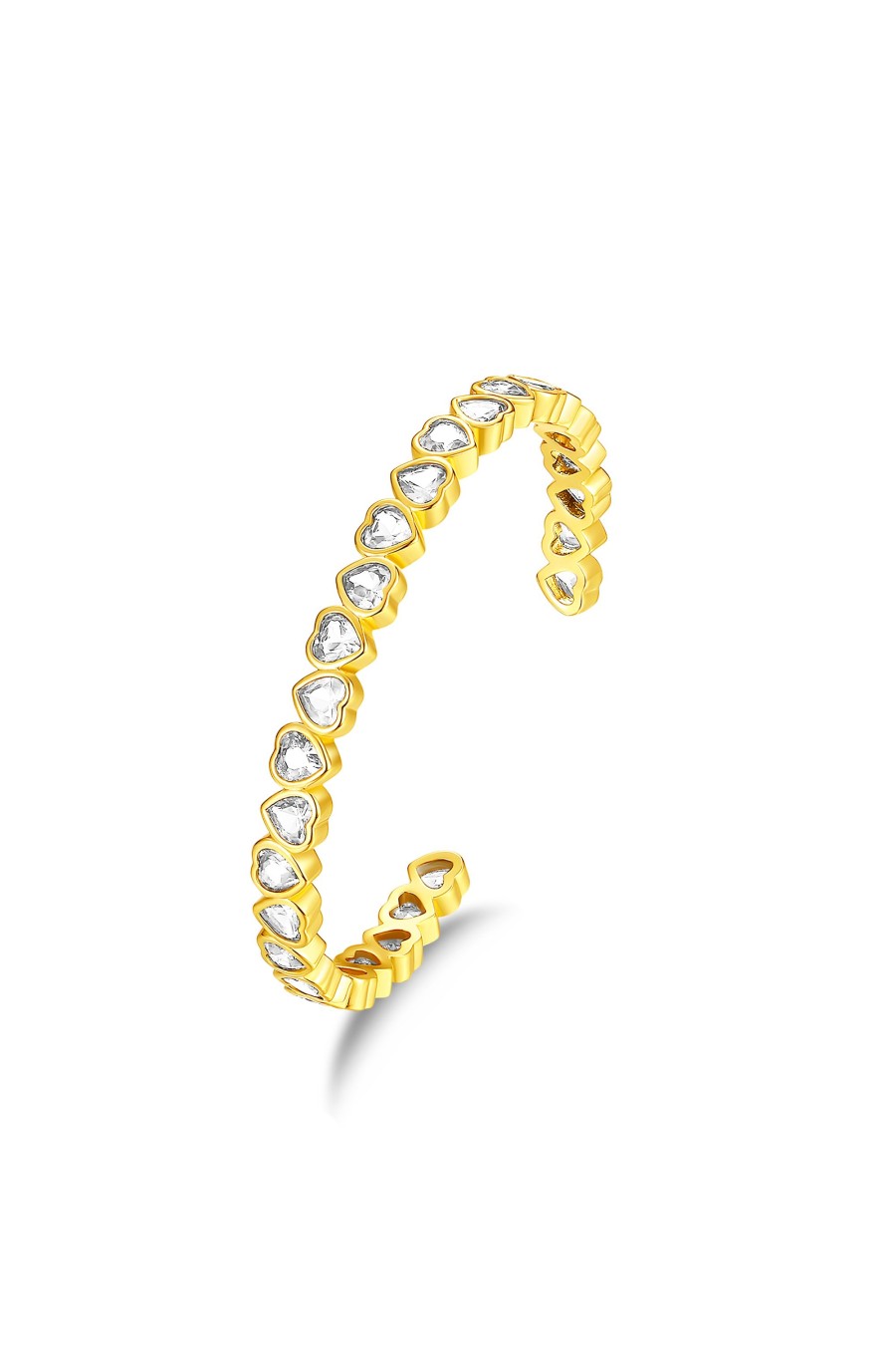 Accessories Penningtons | Classicharms-Gold Heart Shaped White Clear Sapphire Zirconia Bangle Bracelet - Penningtons