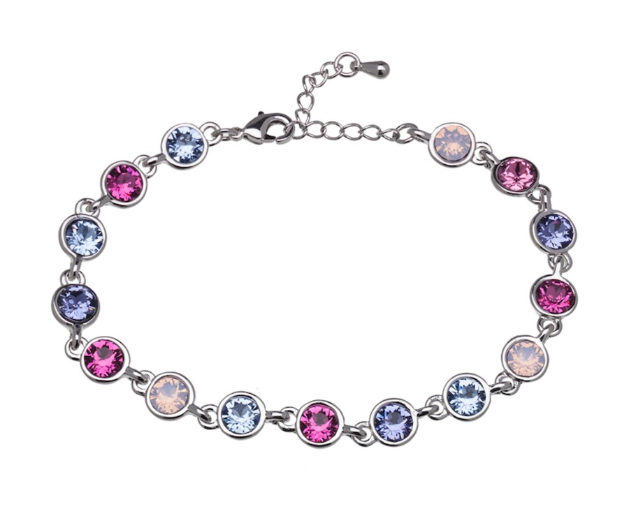 Accessories Penningtons | Rhodium Plated Crystal Tennis Bracelet In Fuchsia And Opal Rose - Callura - Penningtons