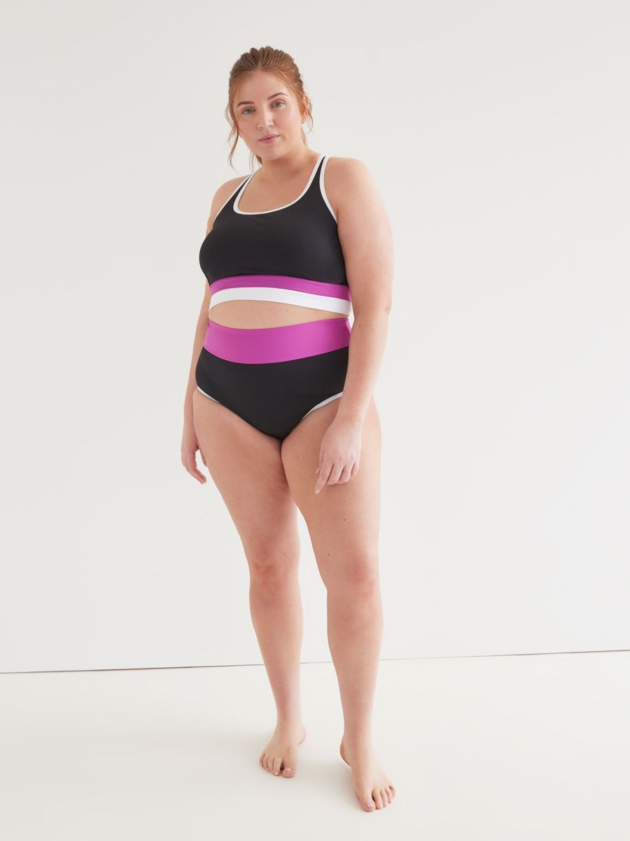 Clothing Penningtons | Ribbed Colourblock High-Waisted Swim Brief - Active Zone