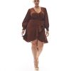 Clothing Penningtons | Short Ruffled Wrap Dress With Jewel Cuff Buttons - Addition Elle