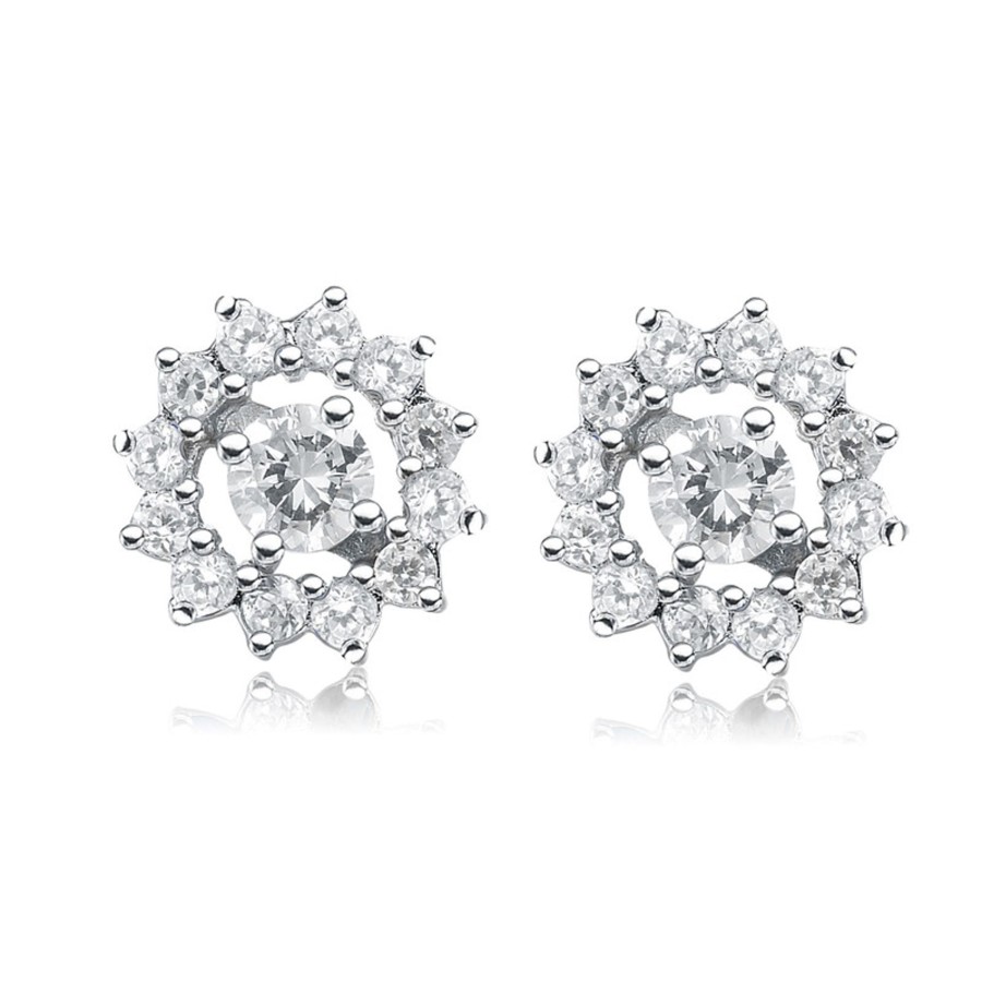 Accessories Penningtons | Sterling Silver With Clear Cubic Zirconia Wreath Earrings - Penningtons