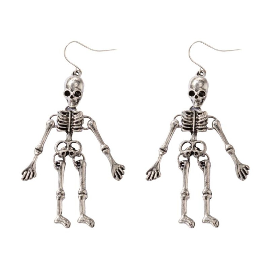 Accessories Penningtons | Silvertone Skeleton Drop Earrings - Don'T Ask - Penningtons