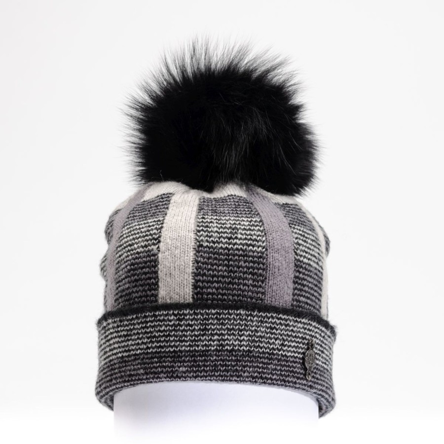 Accessories Penningtons | Harricana - Beki - Plaid Beanie W Upcycled Fur Pom - Penningtons