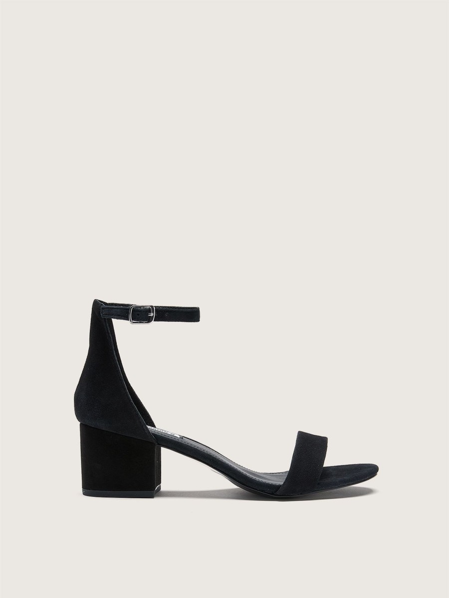 Shoes Penningtons | Wide Width, Irene Black Suede Block Heel Sandal - Steve Madden