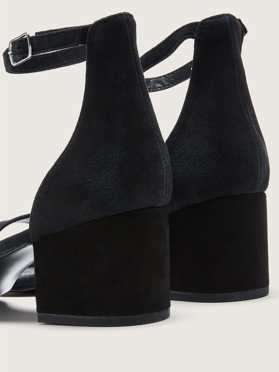 Shoes Penningtons | Wide Width, Irene Black Suede Block Heel Sandal - Steve Madden