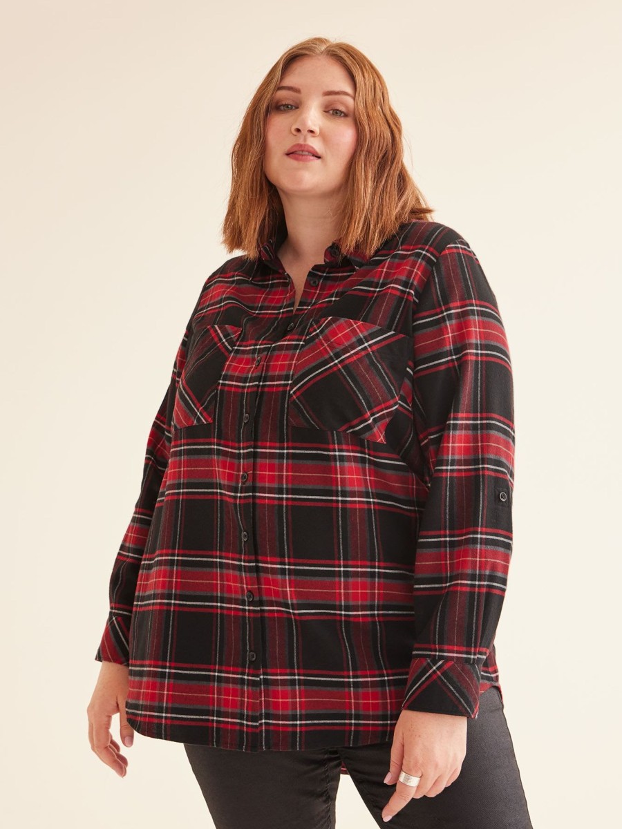 Clothing Penningtons | Plaid Flannel Shirt With Rolled-Up Sleeves