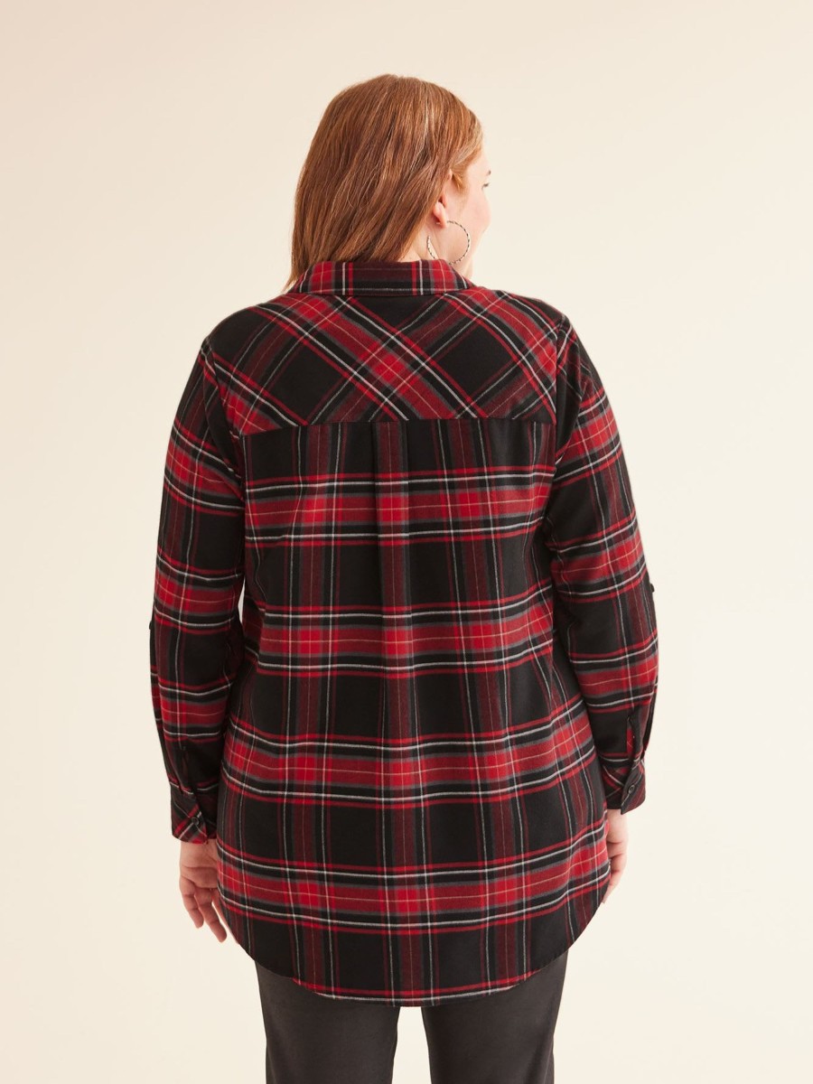 Clothing Penningtons | Plaid Flannel Shirt With Rolled-Up Sleeves