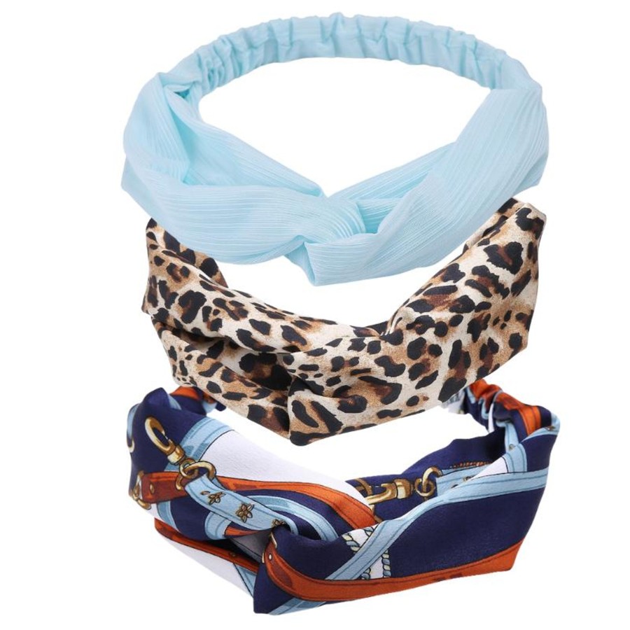 Accessories Penningtons | Set Of 3 - Orange, Blue & Navy Rope Patterned Twisted Headband - Don'T Ask - Penningtons