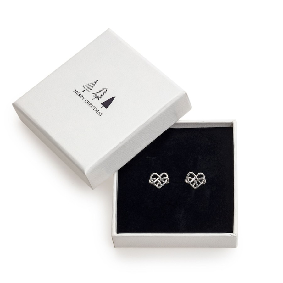 Accessories Penningtons | Sterling Silver Celtic Heart Stud Earrings - In Holiday Gift Box - Ag Sterling - Penningtons